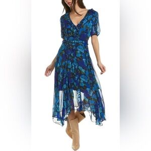 The Kooples Dolce Vite Floral Midi Dress - Blue - L